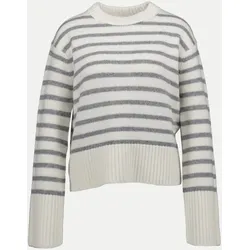 Gestreifter Strickpullover aus Woll-Kaschmir-Mix Weiß 42