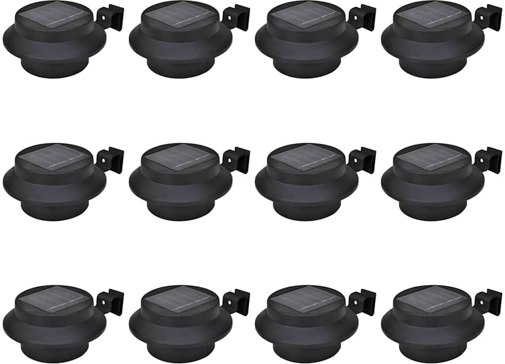 vidaXL Lampes solaires à LED d'extérieur pour clôture 12 pcs Noir