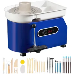 VEVOR Töpferscheibe Keramik Rad Maschine 450 W, Elektrische Töpferscheibe Maschine 28 cm 300 U/min Töpferscheibenmaschine, mit Pedal & Schürze Formmaschine, Geeignet für Anfänger, Enthusiasten