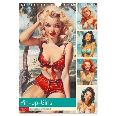 Pin-up-Girls. Sexappeal am Strand (Wandkalender 2027 DIN A4 hoch), CALVENDO Monatskalender