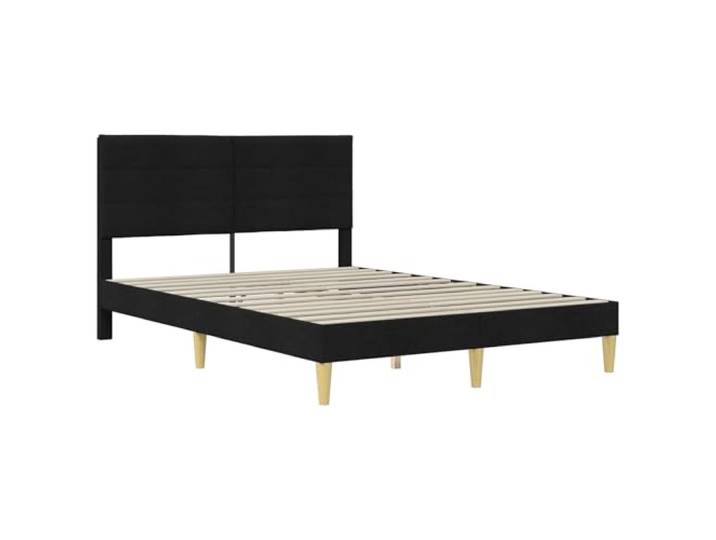 SKTQYQO Bettgestell aus schwarzem Stoff, 160 x 200 cm Gepolstertes Kopfteil, rechteckiges Design, robuster Rahmen, modernes Zimmer