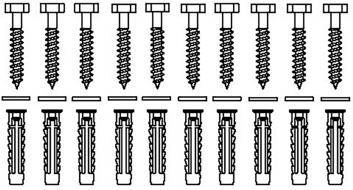 Pressalit Befestigungsmaterial für massives Mauerwerk, Accessoires, V8612, edelstahl