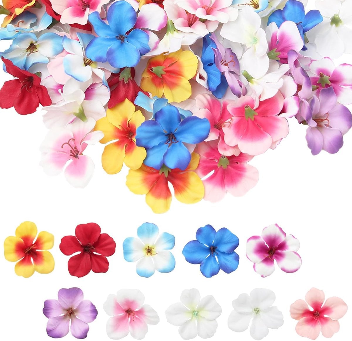 Kleurrijke kunstorchideeën mini-bloemkoppen van zijde voor decoratie en knutselen, 6 cm