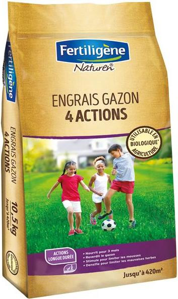 Fertiligène Meststof voor gazon met 4 acties, 10,5 kg voor 260 m²