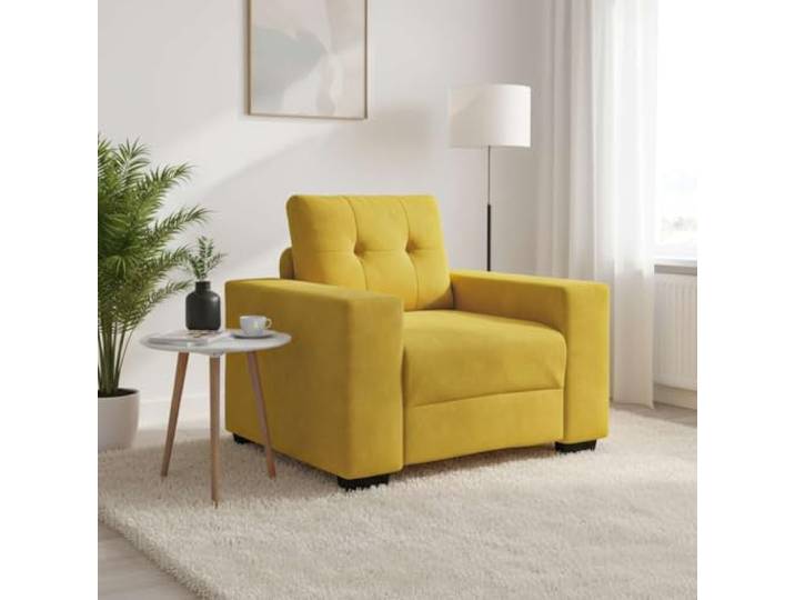 HEFZGDB Sessel Gelb 60 cm Samt Relaxsofa mit gepolsterten Schaumstoffsitzen und Samtstoff Bezug für Wohnzimmer Schlafzimmer Entspannung Komfort Design