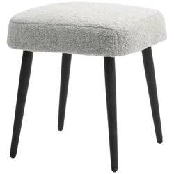 STILVORA Fußhocker Polyester Hellgrau 42x42x47 cm mit Stahlbeinen