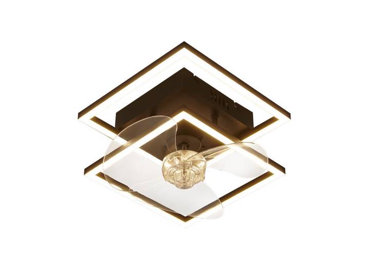 Nettlife LED Deckenventilator 37/37/16.5cm, Schwarz, Metall, LED integrated, 37x16.5x37 cm, Lampen & Leuchten, LED Beleuchtung, LED-Deckenleuchten