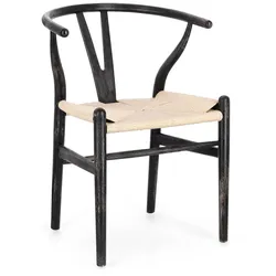 Esszimmerstuhl Artemia aus Buchenholz, klassisch, Landhausstil, Natur Schwarz, 4-Fuß-Gestell