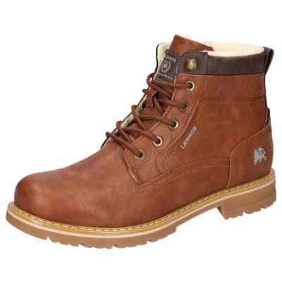 Winterboots LERROS, Herren, Gr. 40, braun (cognacfarben), Lederimitat, Schuhe Winterboots, Winterstiefel mit Warmfutter