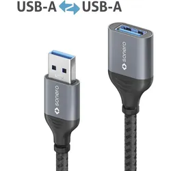 Sonero USB 3.0 Kabel - A/A Verlängerung - Aluminium - space grey/schwarz - 1,50m