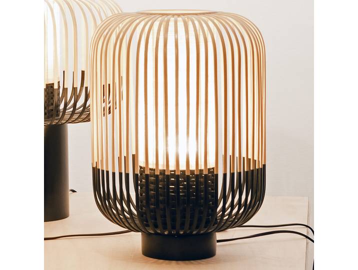 Bamboo Lampe de Table M Black - Forestier Bamboo Light M - Salon / séjour - Design - Bambou - À ampoule unique
