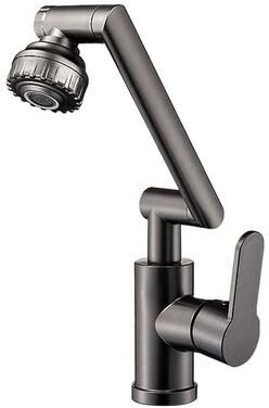 On Spot Shop Universal Rotating Faucet With Robotic Arm, Dual Mode Hot And Cold Wash Basin Sink For Kitchen & Bathroom gun Grey