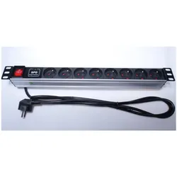 PremiumCord Power Panel 1HE für 19" Rack / 8x230V / Überspannungsschutz / 2m Kabel / Schalter, USV Zubehör