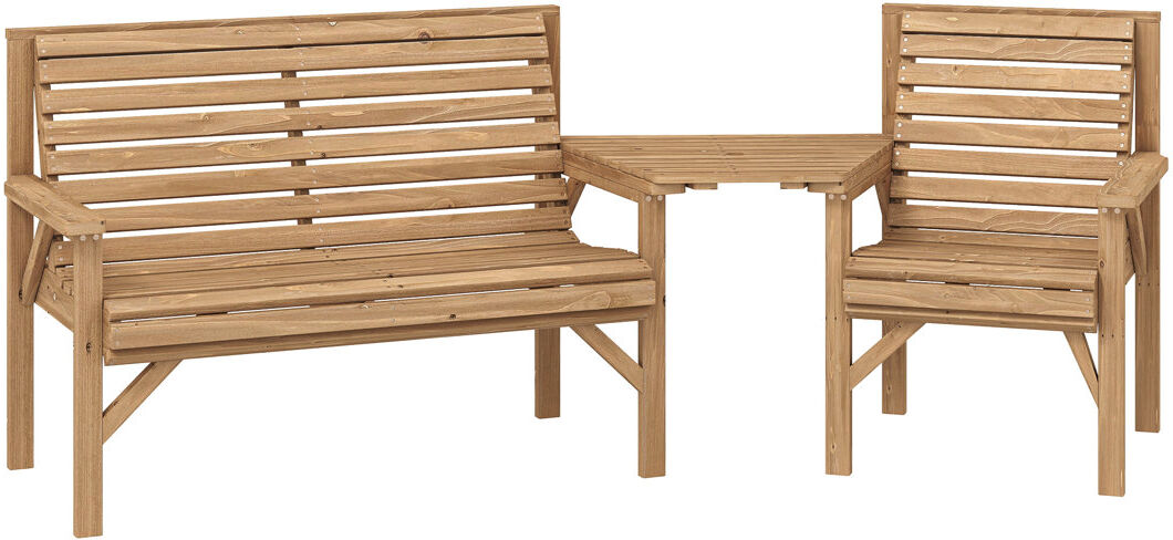 Outsunny 3 Piece Wooden Garden Furniture Set Embossed Finish Natural Wood 3