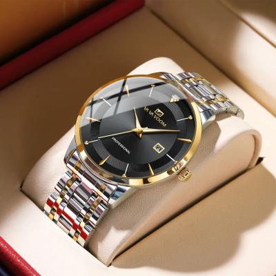 Uplifted Finds Mens Stainless Steel Rhinestone Business Watch 43mm Blue Gold Quartz black