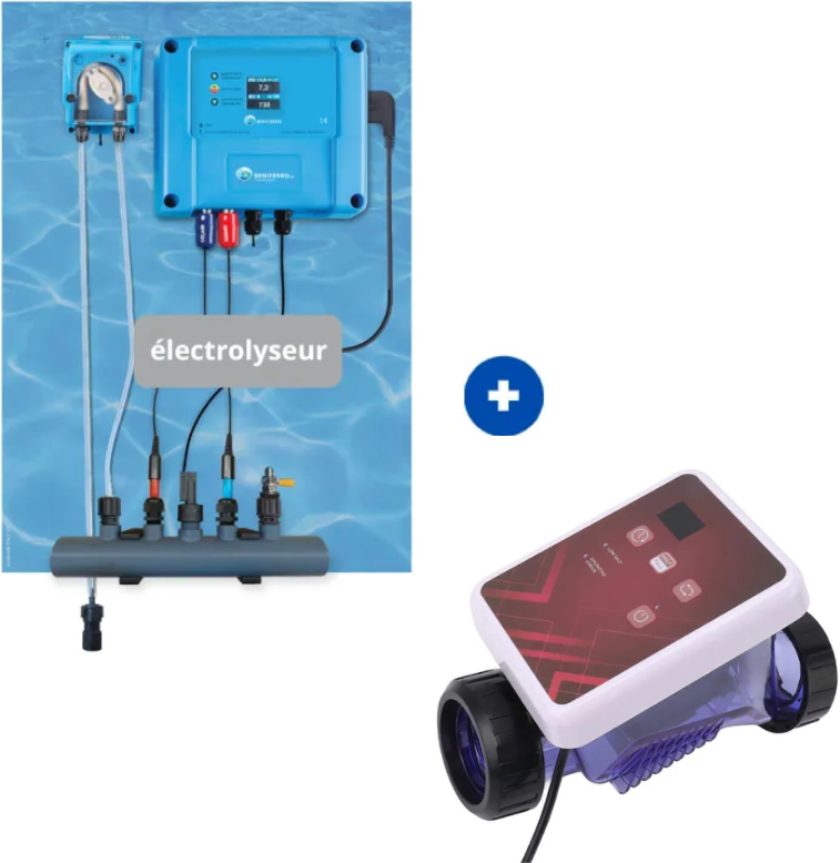 No Name Pack Électrolyseur SR easySelect + Régulateur pH et Contrôleur Rx Beniferro - Sur panneau
