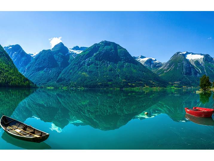 Fototapete PAPERMOON Photo-Art CHRISTER OLSEN, DER GLETSCHERSEE , bunt, B:3m L:2,23m, Vlies, Tapeten, Fototapete