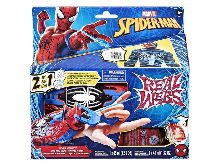Marvel Spider-Man Real Webs, Lance-toile ultime, blaster 2-en-1, jouet de déguisement, jouets Spider-Man