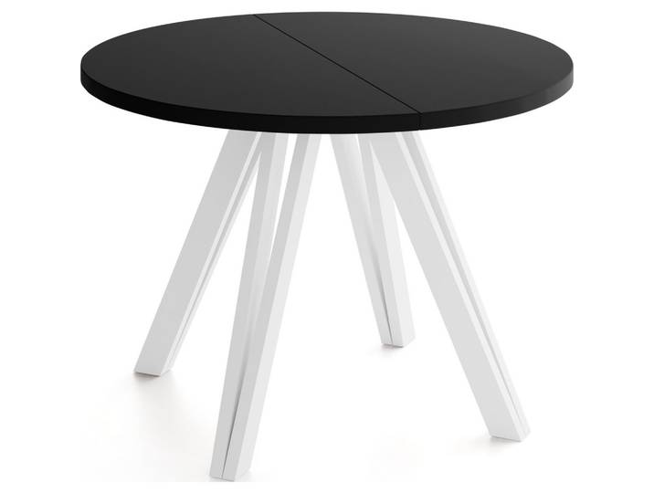 ESSTISCH Ravero runder ausziehbarer, Schwarz 100-180/100/77 cm