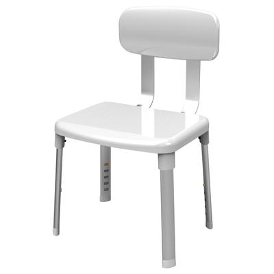 Dusch- und Badhocker BISCHOF "Splash Comfort", weiß (weiß, silberfarben), B:42cm T:34cm, Duschhocker, Mit Rückenlehne, Höhenverstellbar, TÜV/GS