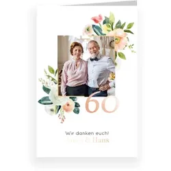 Dankeskarte Diamanthochzeit: Rosige Zeiten