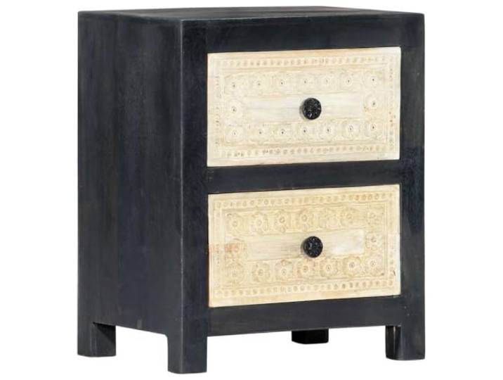 Heofavd Nachttisch Handgeschnitzt 40x30x50 cm Massivholz Mango Grau