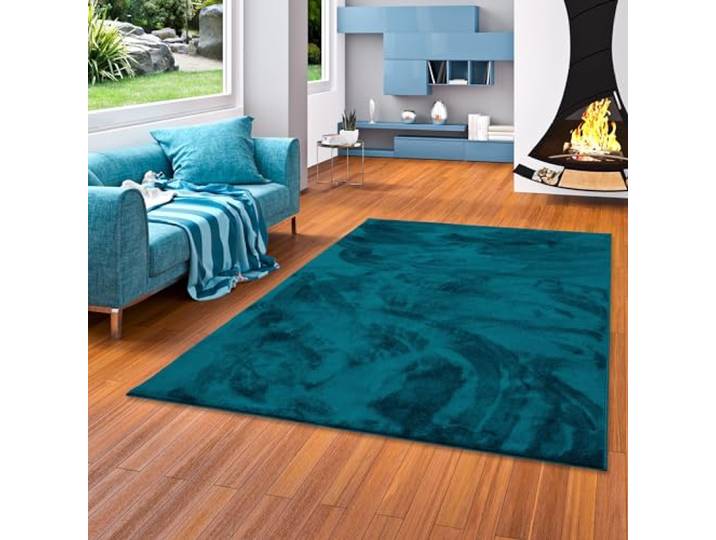 Snapstyle Luxus Super Soft Hochflor Langflor Teppich Deluxe Petrol - Flauschig Weich für Wohnzimmer Schlafzimmer Kinderzimmer