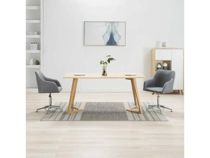 HMDNGOUT Esszimmerstühle Drehbar 2 STK. Hellgrau Stoff 360 Grad drehbar, höhenverstellbar, Gasdruckfeder, Holzrahmen, Stahlbeine, Schaumstoffpolsterung, Wohnzimmer, Büro, Lounge