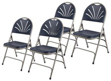 Hampden Furnishings Lusitano Collection Fan Back Folding Chair, Pack of 4
