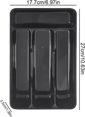 Inspire Curations NeatSort Compact Silverware Organizer & 4 Compartment Flatware Tray black