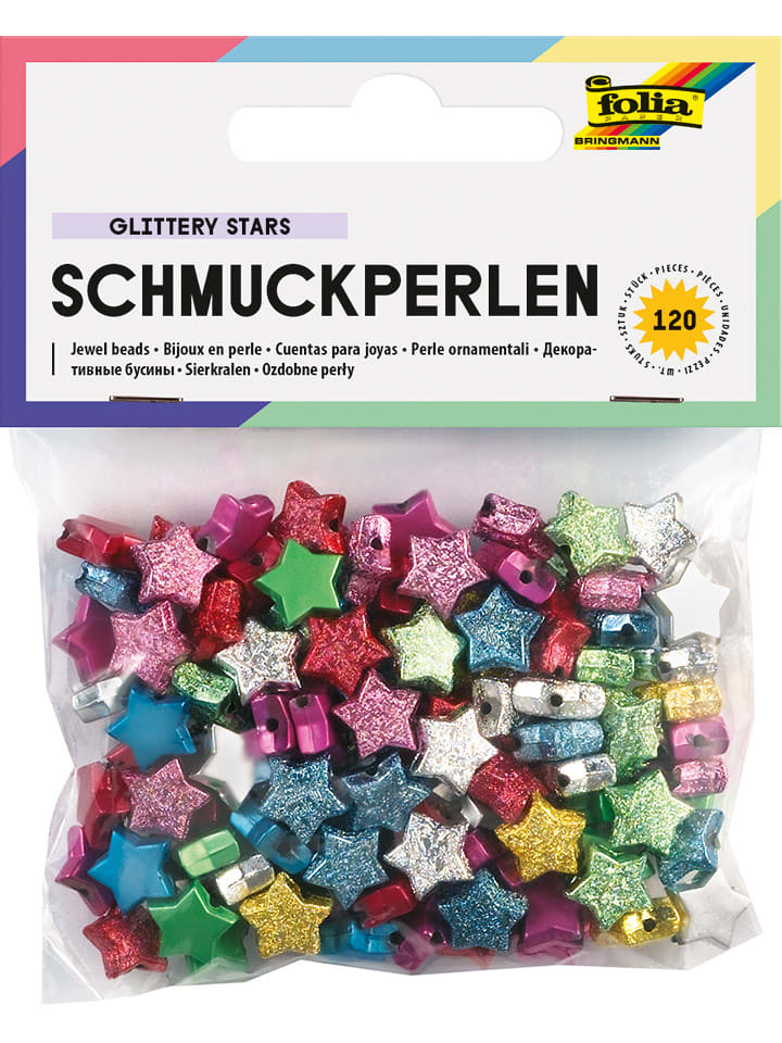 folia PAPER Schmuckperlen "GLITTERY STARS" in Bunt - onesize