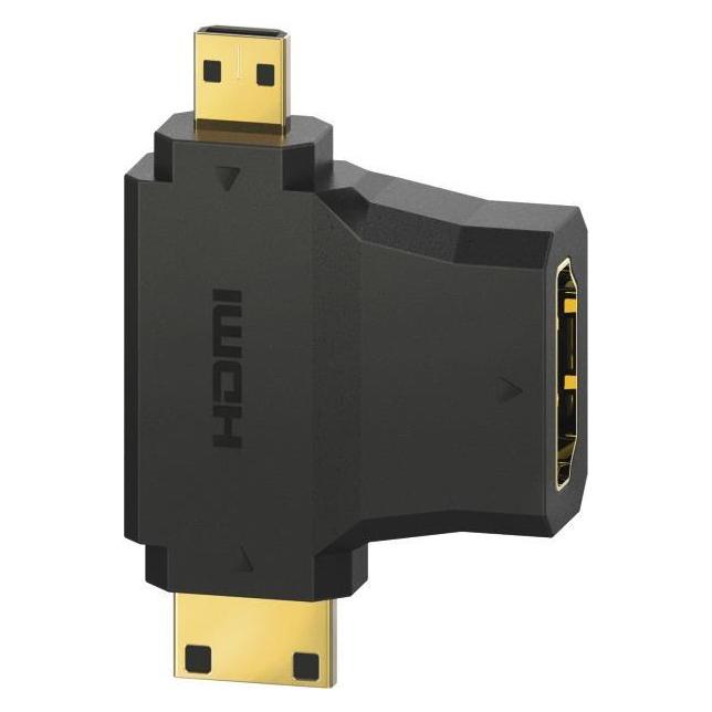Hama HDMI-Adapter, Typ-A-Kupplung - Typ C (Mini)-/D (Micro)-Stecker, vergoldet (00305020)