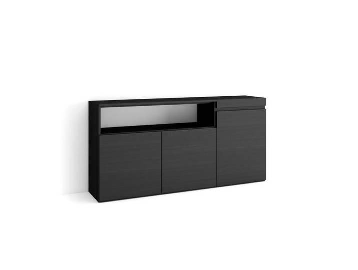 Buffet Bahut Enfilade 150x35x75cm 3 Portes Noir RF2508