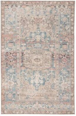 Machine Washable Gracewood Hollow Chambers Blue/ Beige Medallion Area Rug