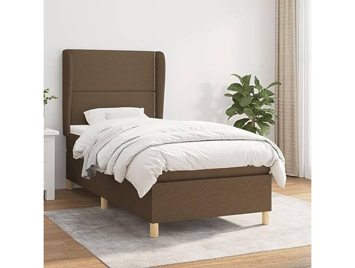 RJPLMFV Lattenrost mit Matratze, Dunkelbraun, 90 x 190 cm Verstellbarer Kopf, Taschenfedern, mittlere Unterstützung, atmungsaktiver Stoff