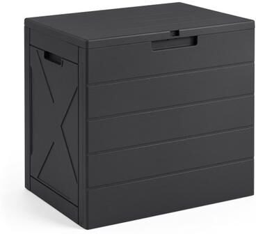Costway 25 Gallon Storage Bin with Lid Carry Handles and Lock Hole for Patio Furniture Accessories-Black