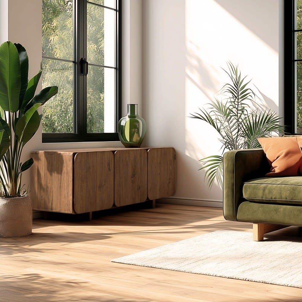MACABANE Buffet 3 portes 120x40cm en bois de teck recyclé Marron 120x48x40cm