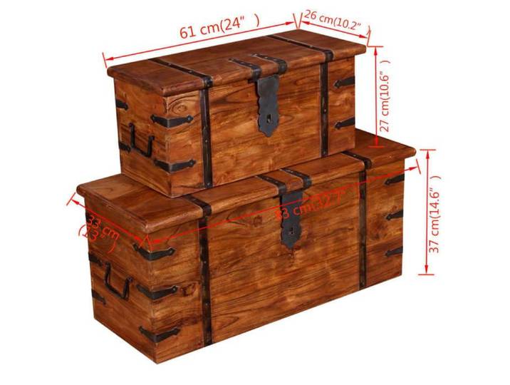 Solde 2026 Boîte Robuste/Organisateur de rangement Brun - Ensemble de deux coffres de rangement Bois massif 30.2 Kg 55541291