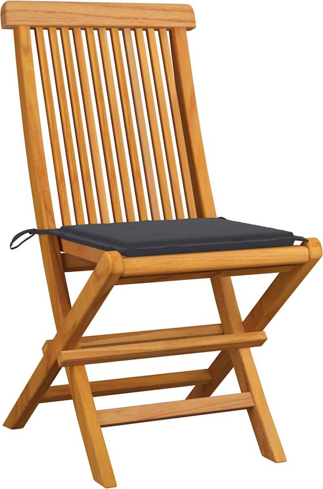 vidaXL Klappstühle mit anthrazitfarbenen Kissen, 6-teilig, Massivholz Teakholz