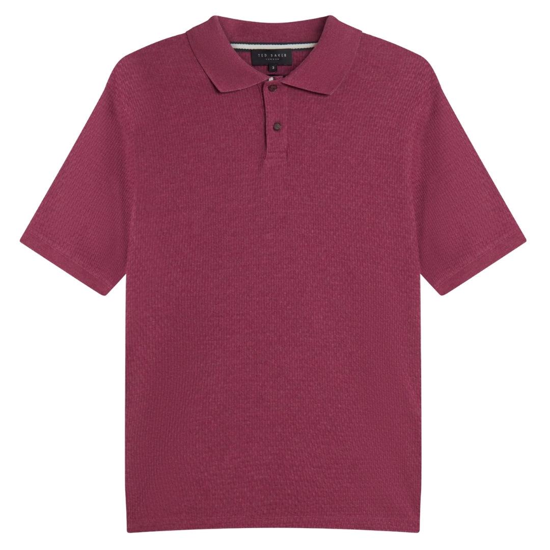 Ted Baker Redman Regular Strukturiertes Fuchsia Polohemd