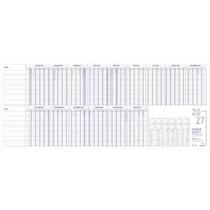 Zettler Urlaubsplaner 993-0000, Jahr 2027, faltbar, 100 x 42cm, 15 Monate, für 35 Mitarbeiter