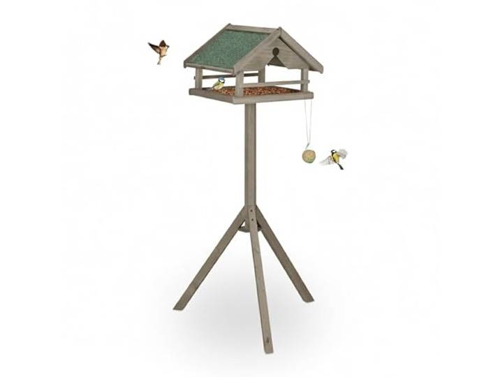 Relaxdays Vogelfutterhaus mit Ständer, wetterfestes Asphaltdach, Garten & Terrasse, Vogelhaus, Tannenholz, Farbwahl
