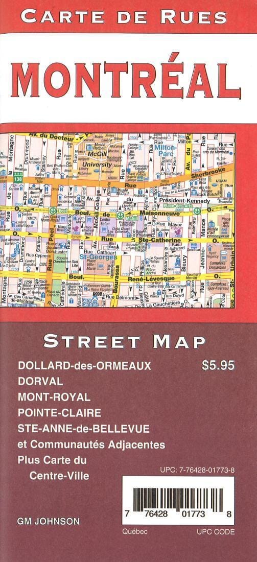 Carte des rues de Montréal, Canada   GM Johnson