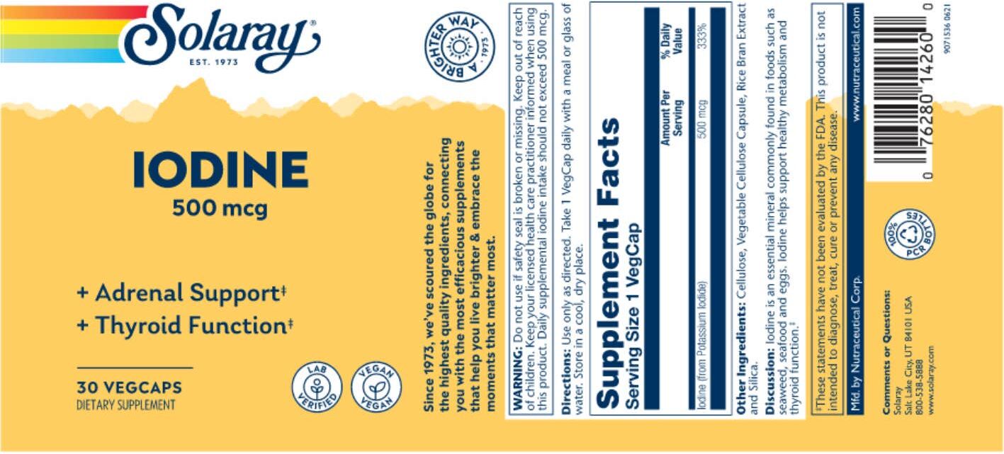 SOLARAY Iodine 500mcg 30 caps