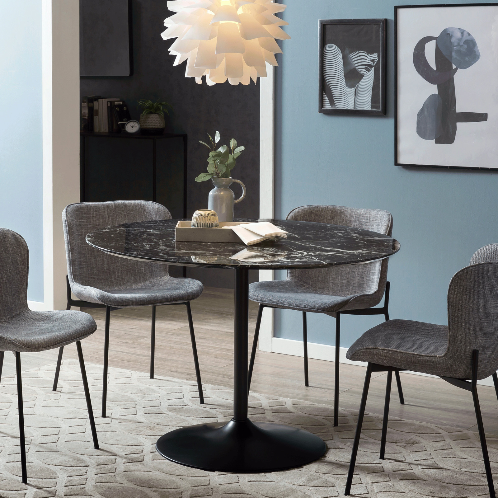 Artistiq Living Ronde Eettafel zwart, Diameter: 110 cm, Hoogte: 75 cm