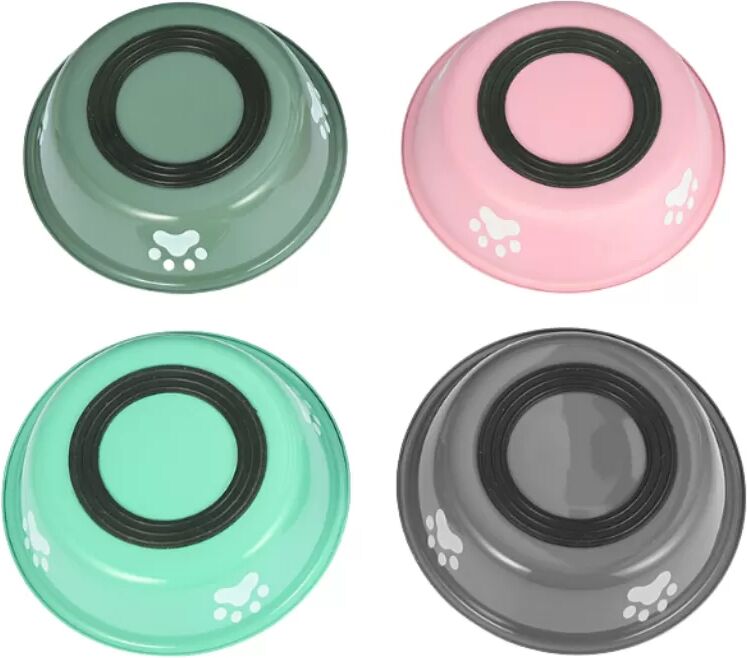 INF 4er Set rutschfeste Hundenäpfe Gummi & Edelstahl S