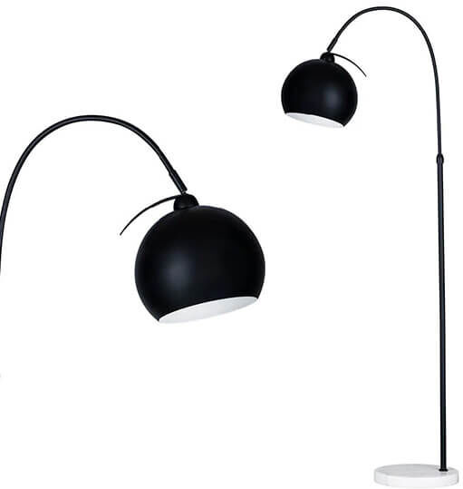 BHS Benson Satin Black Curved Floor Lamp