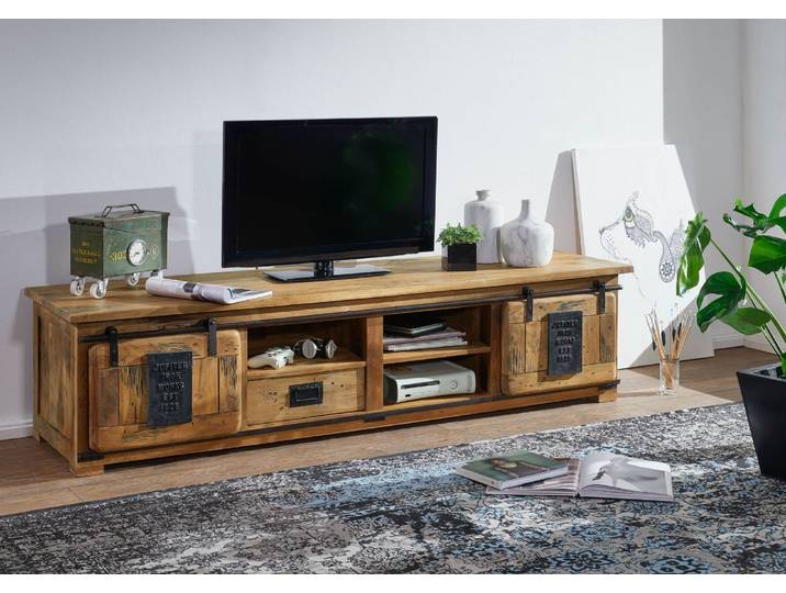 TV-Board Mango 200x55x50 natur lackiert RAILWAY #151