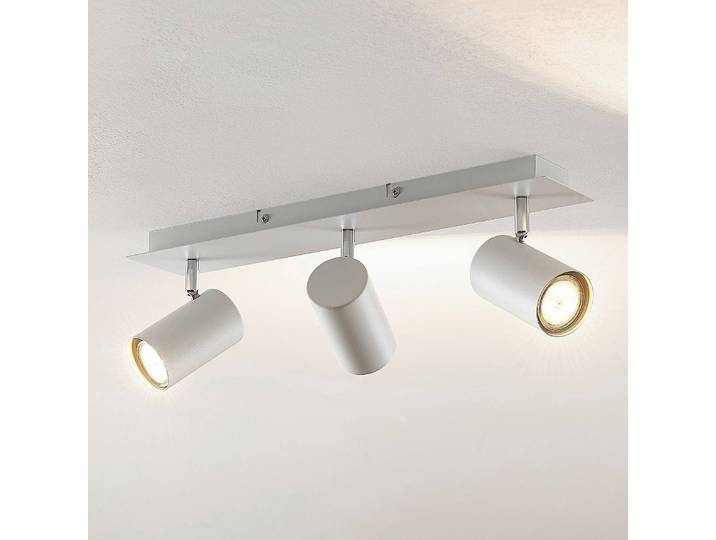 Lindby Deckenstrahler Joffrey, 49 cm, weiß, 3-flg., GU10 Joffrey Lindby, dimmbar, weiß / opal, für Wohn- / Esszimmer, Metall, Modern, Strahler