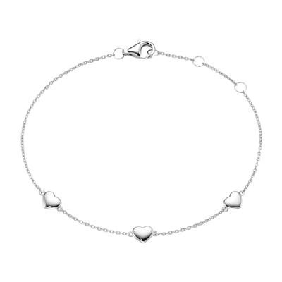 Armband FIRETTI "Schmuck Geschenk Silber 925 Armschmuck Armkette Zwischenteil Herzen", silberfarben, Armbänder, Damen, 19cm, Silber 925 (Sterlingsilber), Armband, mit Kristallstein - mit Kunststoffperle